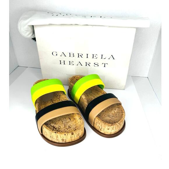 Gabriela Hearst Striker cork Platform Sandal in Black & Lime nappa Leather 35.5 - Picture 8 of 8